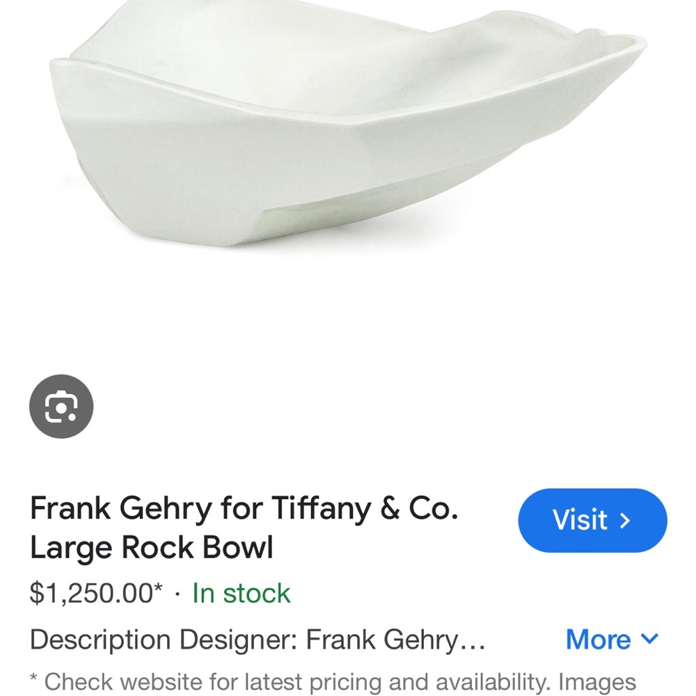Tiffany & Co. White Rock Bowl by Frank Gehry